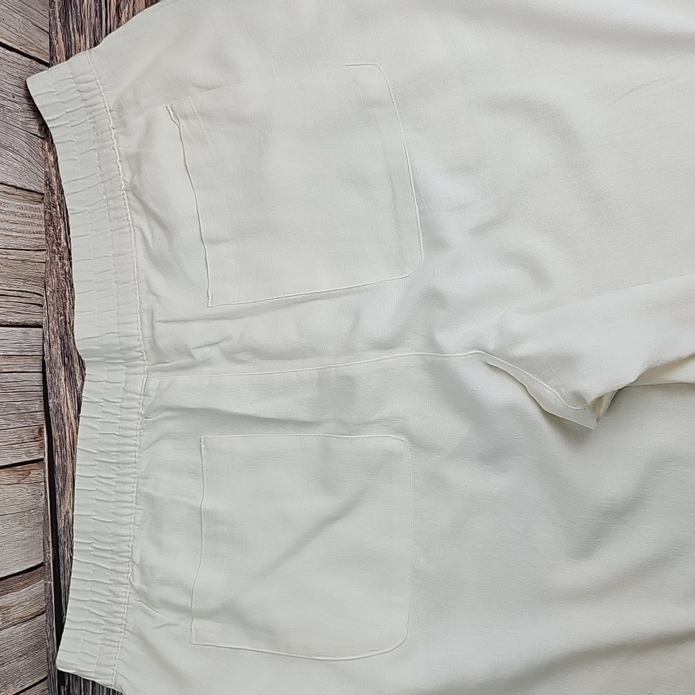 NWT OLD NAVY WHITE LINEN HIGH-RISE WIDE-LEG ELASTIC PULL-ON PANTS - Picture 4 of 11